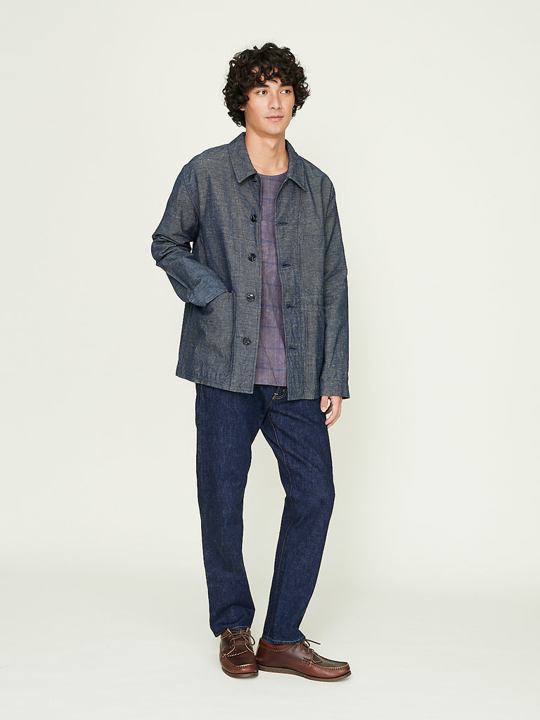 Oliver Church - 3 Pocket Jacket in Indigo Dyed French Yarn