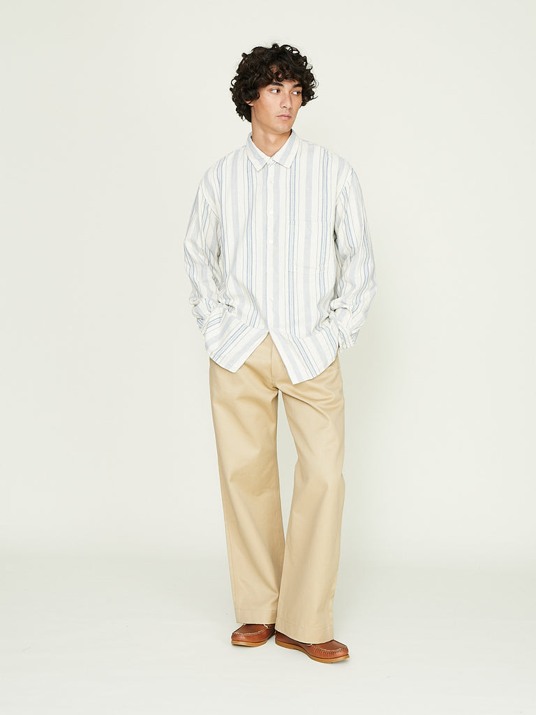 Oliver Church - Classic Soft Shirt in Lined Indigo Stripe
