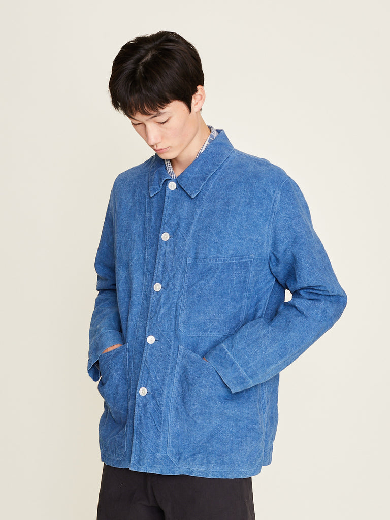Oliver Church - 3 Pocket Jacket in Piece-dyed Indigo Antique French Linen