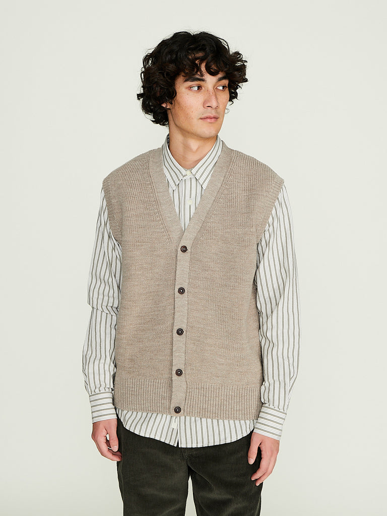 Parages - Simon Sleeveless Cardigan in Stone Mel