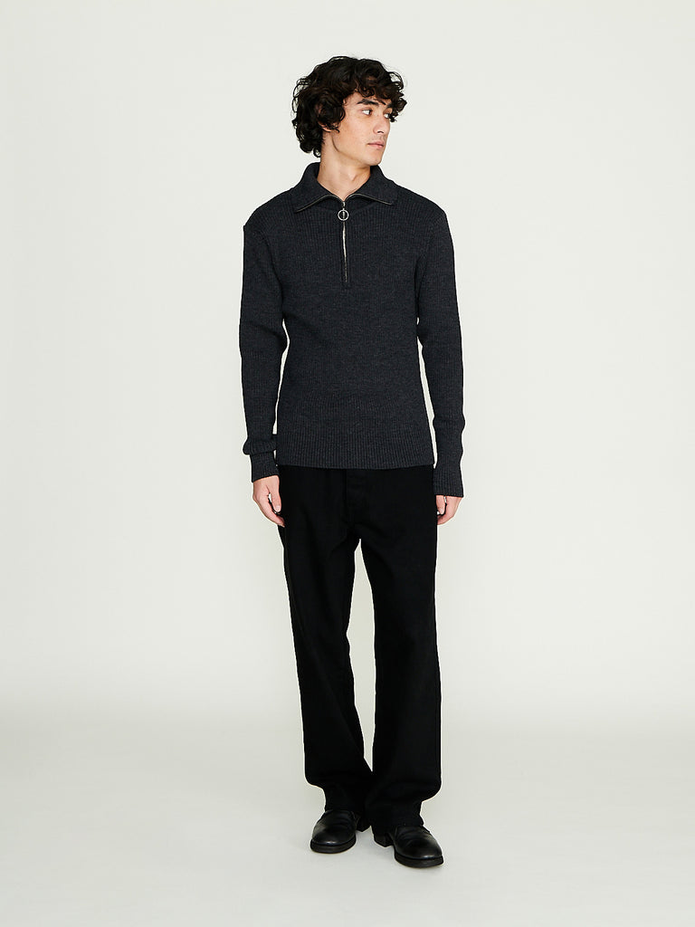 Parages - Trucker Rib Jumper in Dark Grey Mel