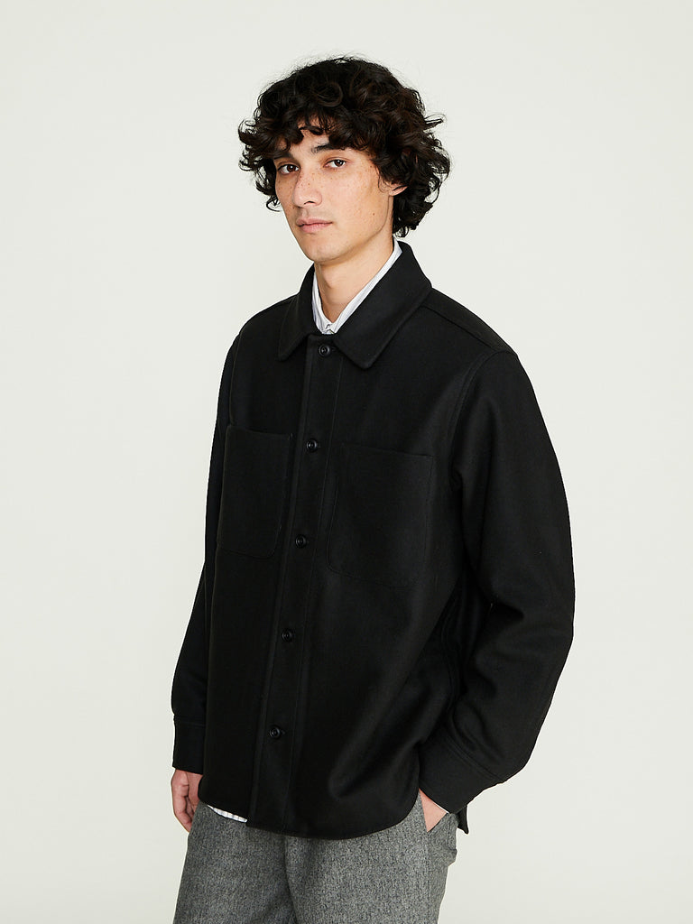 Parages - Woody Wool Overshirt in Dark Grey