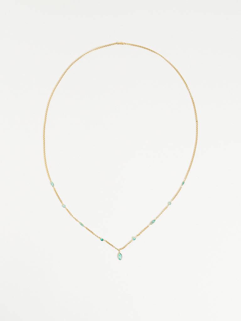 Pippa Small Together Forever Sofia Chain with 9 Tumbled Colombian Emeralds in 18k Yellow Gold