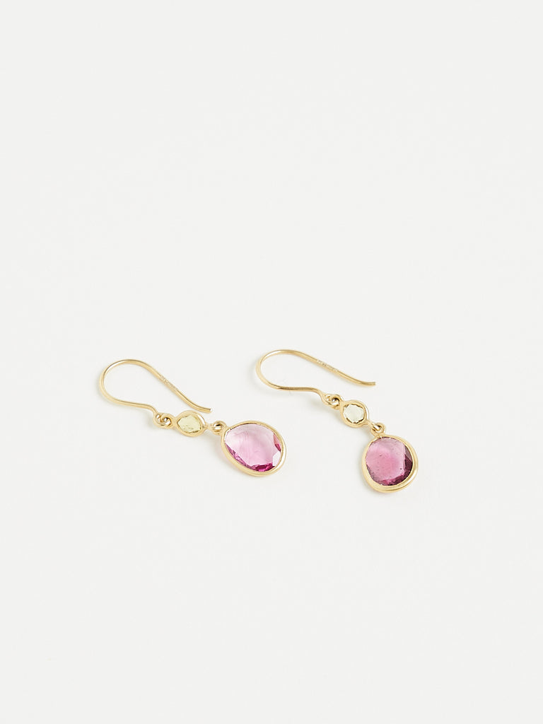 Pippa Small A New Day Double Drop Earrings in 18k Yellow Gold with Pink Sapphire