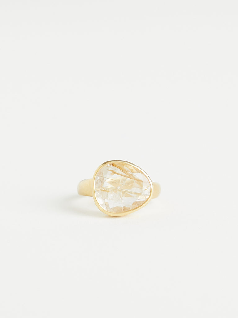 Pippa Small Galaxy Greek Ring in 18k Yellow Gold with Rutilated Quartz