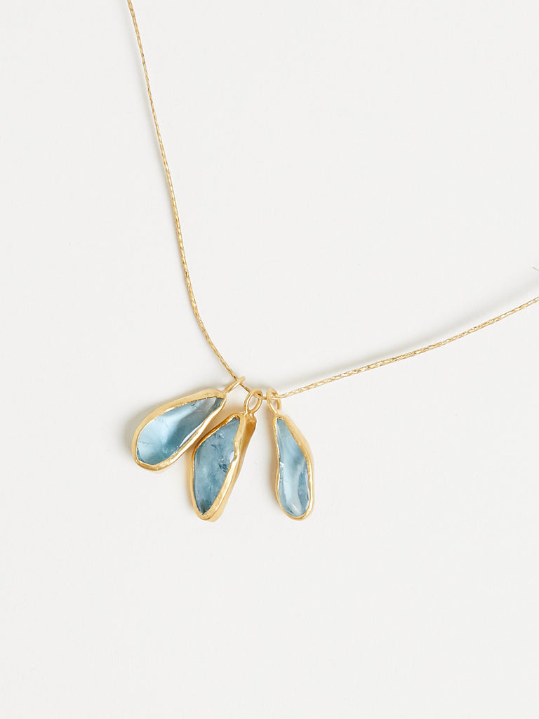 Pippa Small Three Stone Cluster with 16.1ct Aquamarine on Cord