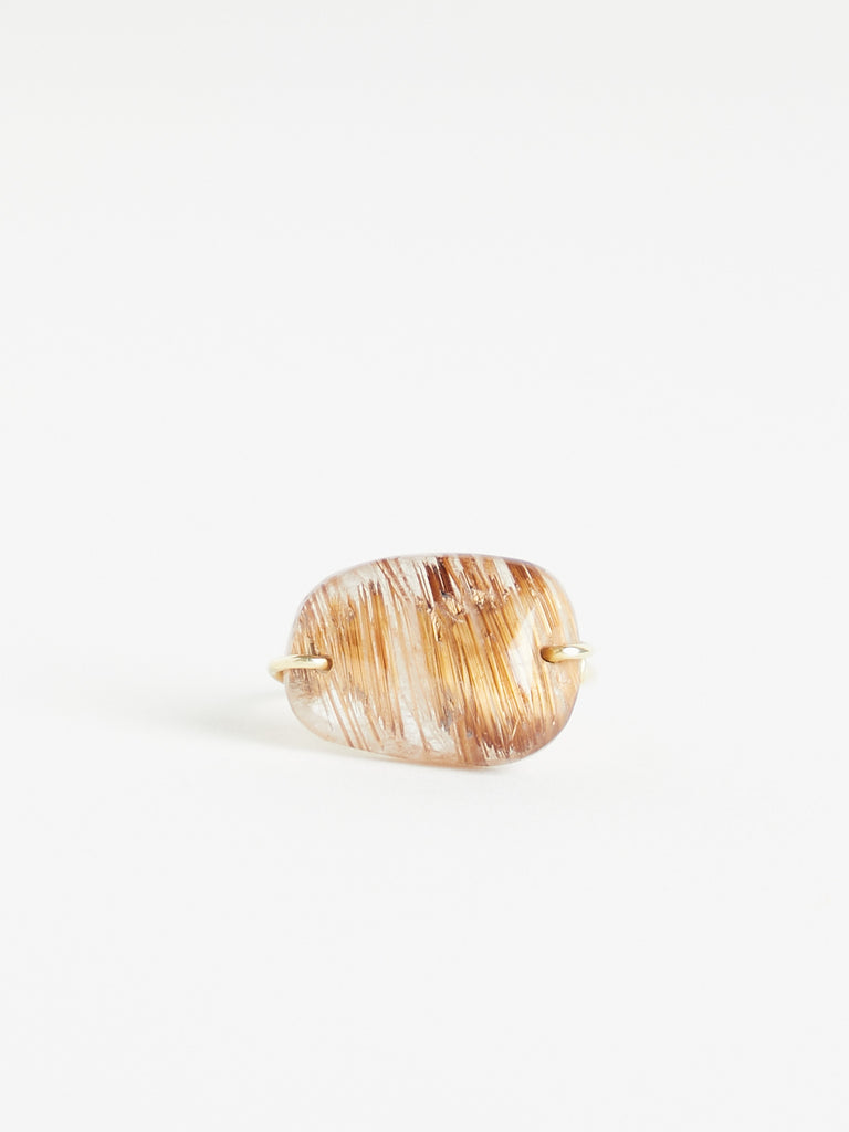 Pippa Small Shield Ring in 18k Yellow Gold with Rutilated Quartz