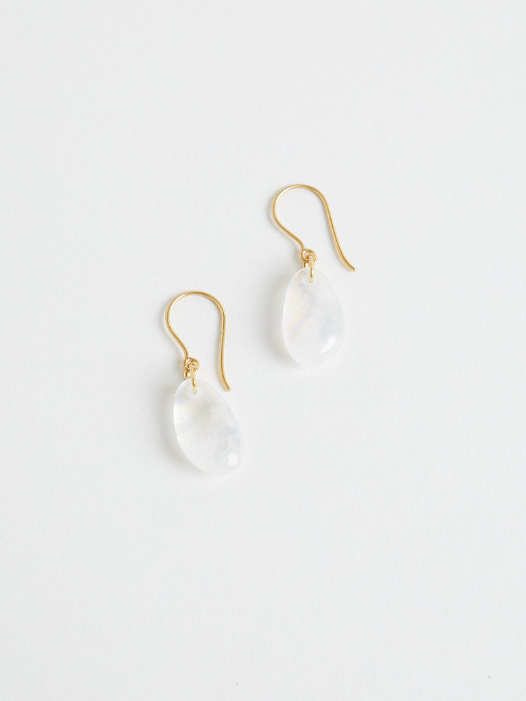 Pippa Small Koh-I-Noor Tumbled Single Drop Earrings with Rainbow Moonstone in 18k Yellow Gold