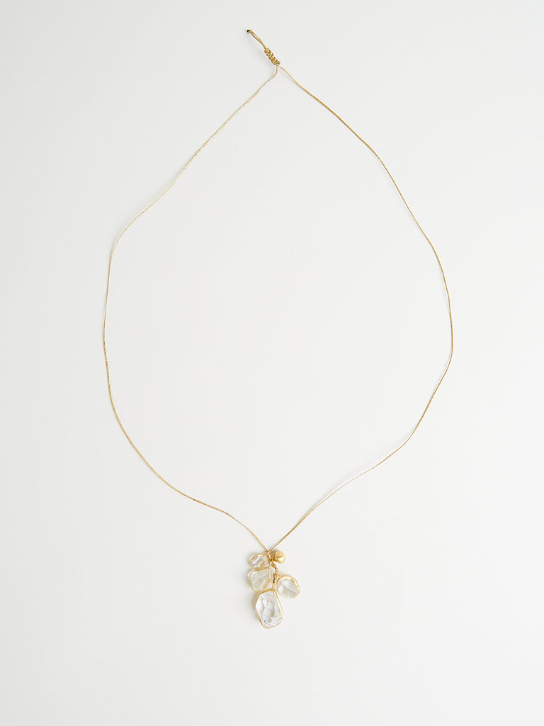 dosa x Pippa Small Herkimer and 18k Yellow Gold Pendant Cluster on Cord