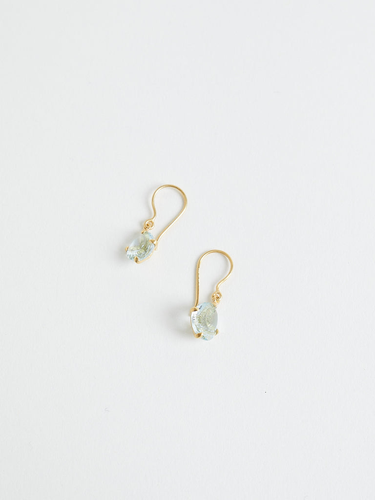 Pippa Small Koh-I-Noor Claw Star Set Single Drop Earrings with Aquamarine in 18k Yellow Gold