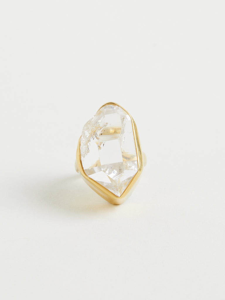 dosa x Pippa Small Crystal Greek Herkimer Diamond Ring in 18k Yellow Gold