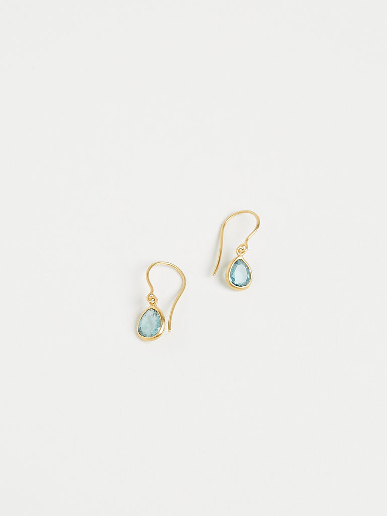 Pippa Small Single Drop Earrings with Earwire in 18k Gold with Blue Tourmaline