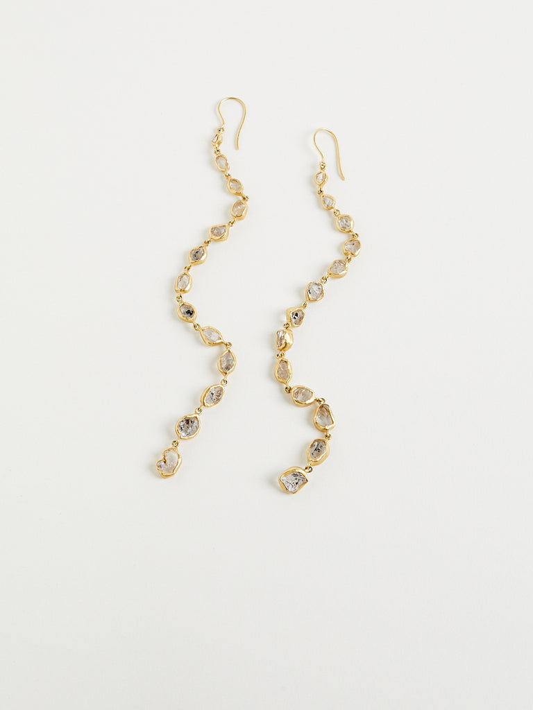 dosa x Pippa Small Herkimer Beira Long Drop Earrings in 18k Yellow Gold