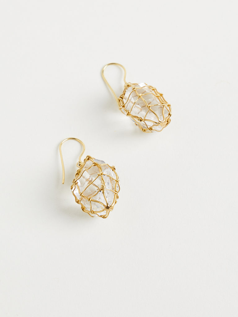 dosa x Pippa Small Metamorphic Catch Herkimer Diamond Single Drop Earrings in 18k Yellow Gold