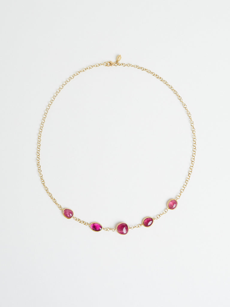 Pippa Small Five Stone Necklace with Pink Tourmaline