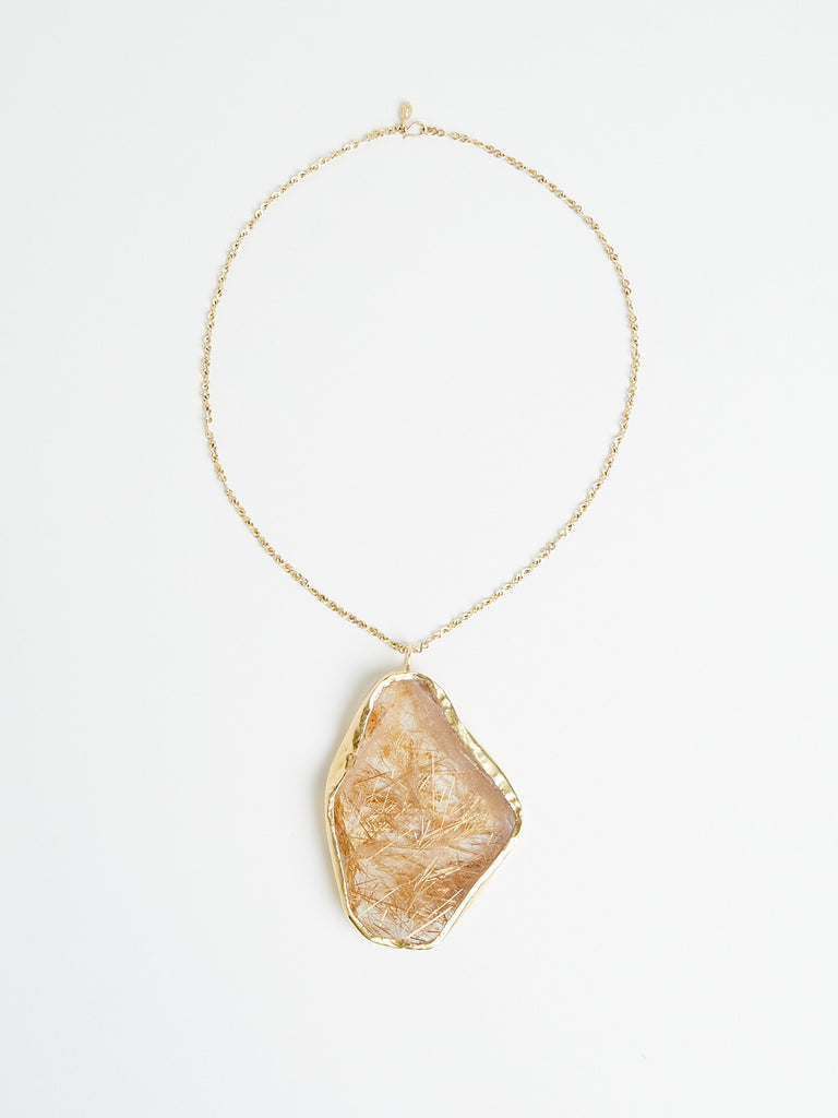 Pippa Small Brazilian Ethical Bahia Pendant on Eight Chain Necklace with Rutilated Quartz