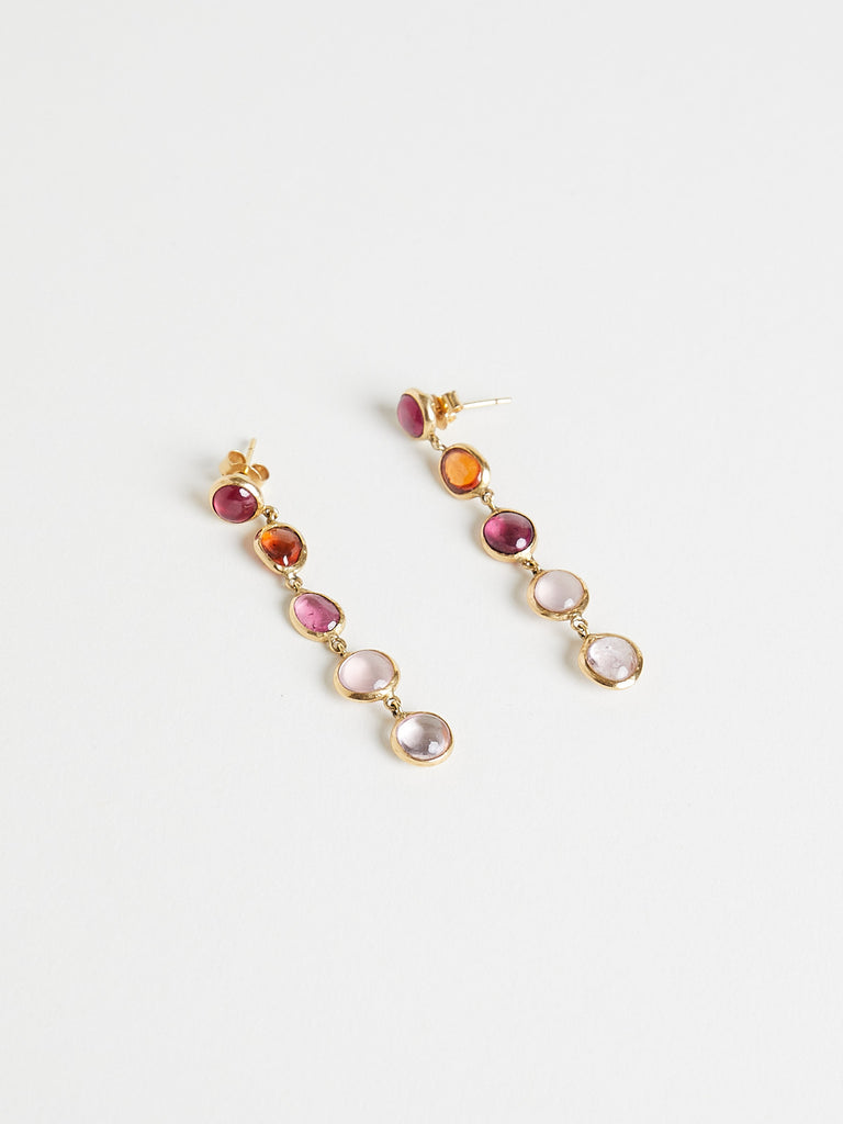 Pippa Small Pink Ibis Five Stone Earrings with Pink Tourmaline, Spinel, Hessonite and Morganite