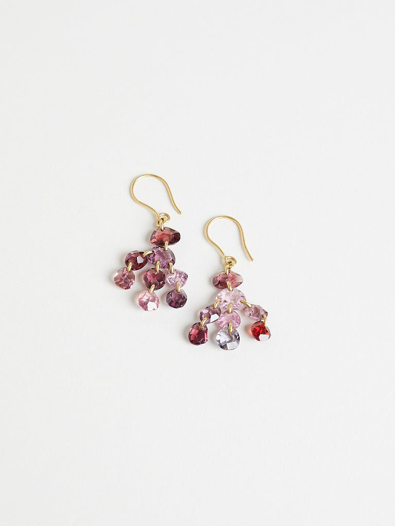 Pippa Small Burma Nandar Drilled Spinel Fringe Earrings in 18k Yellow Gold