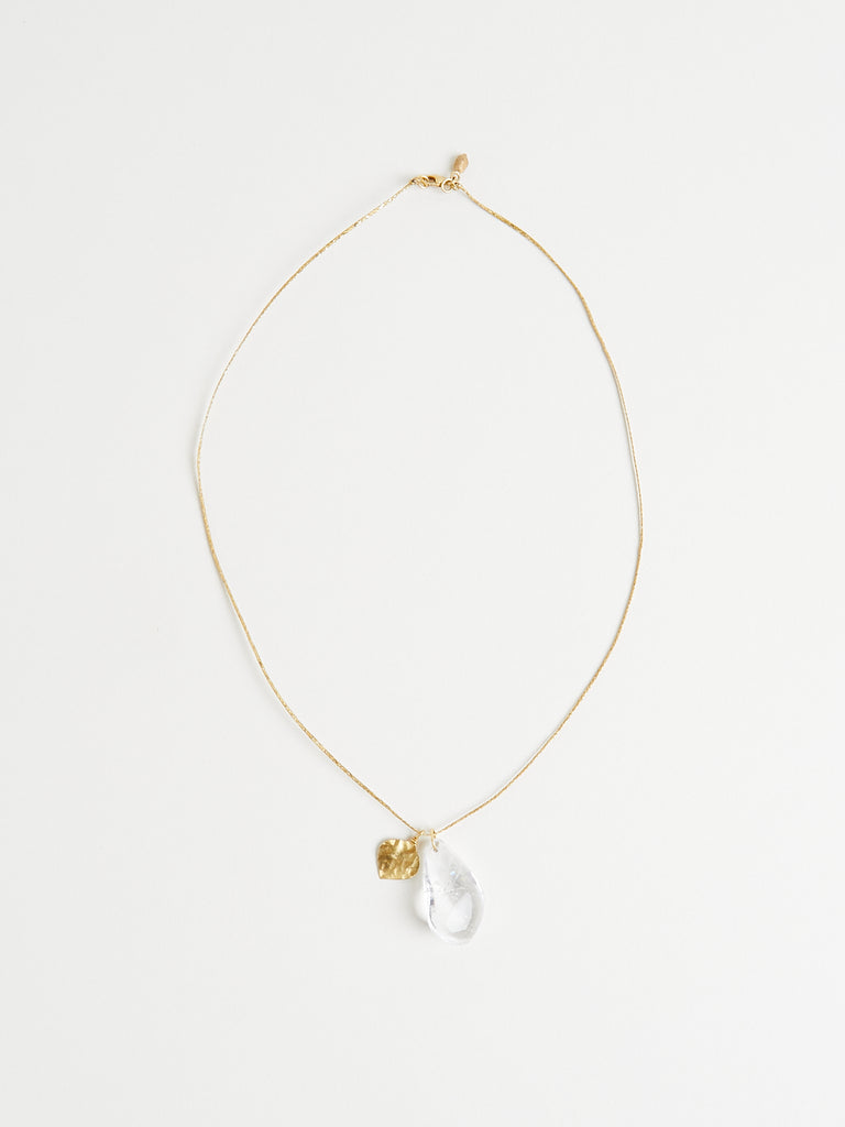dosa x Pippa Small Drill & Loop Crystal Pendant with 18k Yellow Gold Leaf on Cord