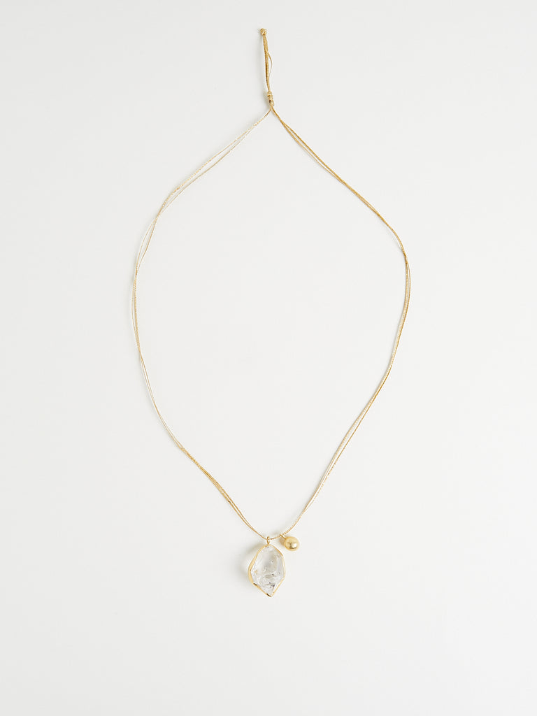 dosa x Pippa Small Herkimer with 18k Yellow Gold Bell on Cord