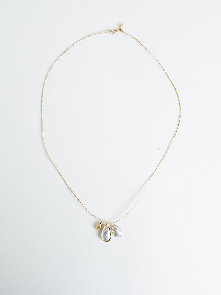 Pippa Small Chandra Gold and Double Silver Pendants Necklace on Cord in 18k Yellow Gold & Silver