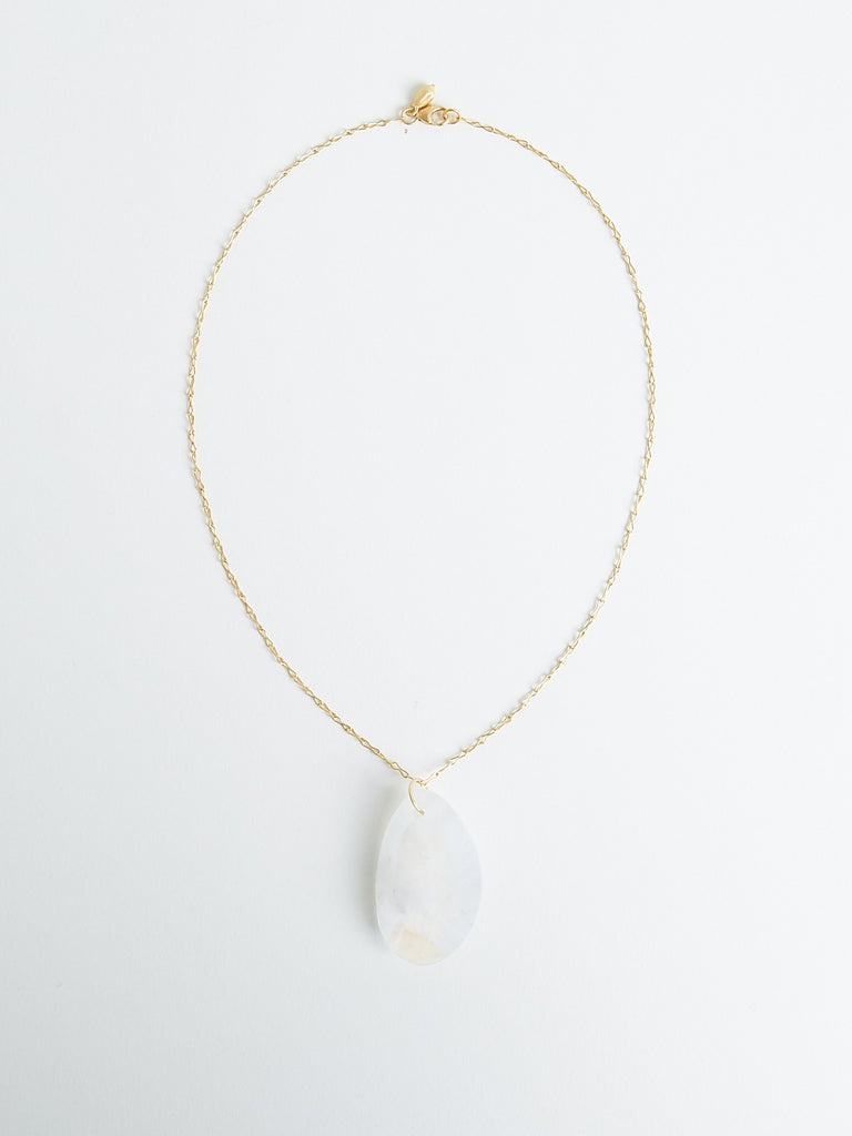 Pippa Small Koh-I-Noor Drill & Loop Pendant with Rainbow Moonstone on 18k Yellow Gold Chain