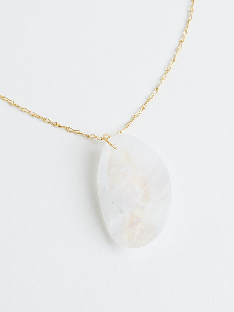 Pippa Small Koh-I-Noor Drill & Loop Pendant with Rainbow Moonstone on 18k Yellow Gold Chain