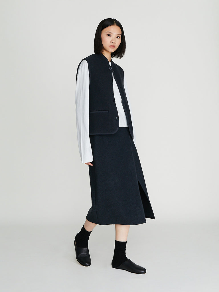 Rier - Walker Wrap Skirt in Plombe Felted