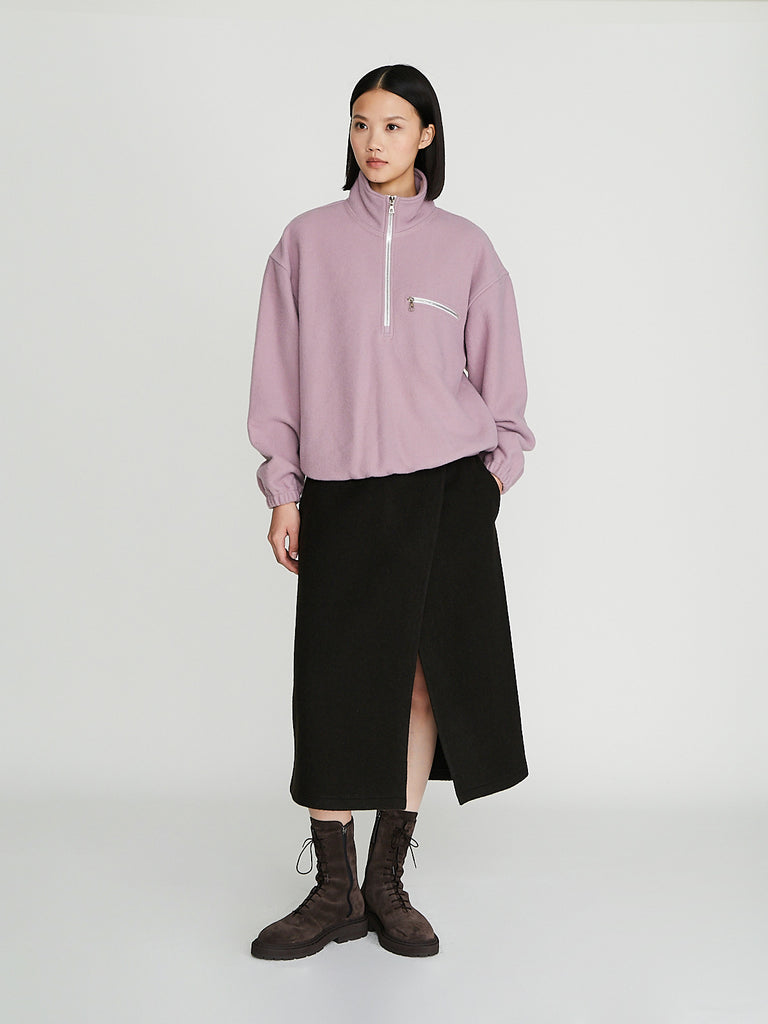 Rier - Fleece Wrap Skirt in Tourbe Fleece