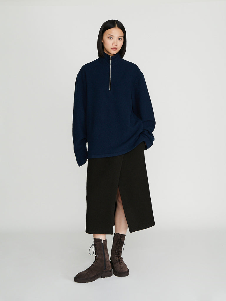 Rier - Fleece Polo in Plombe Fleece