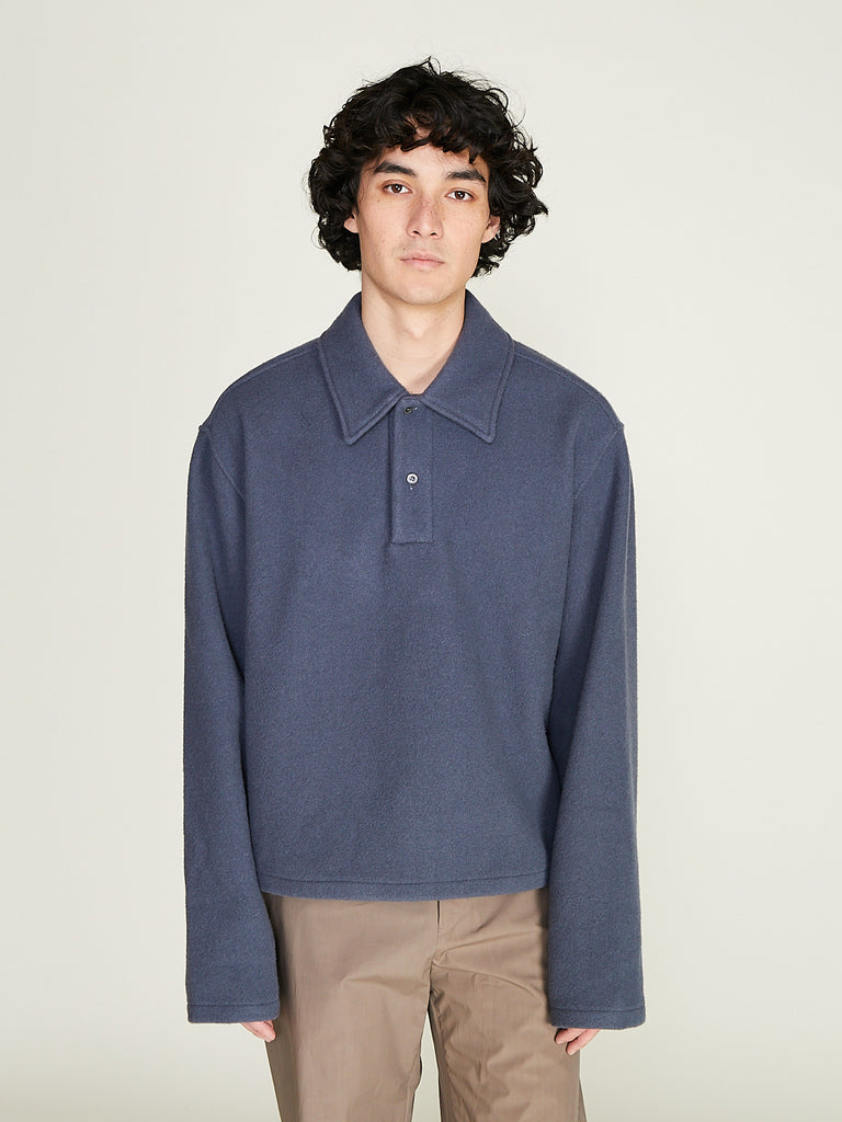 Rier - Fleece Polo in Ardoise