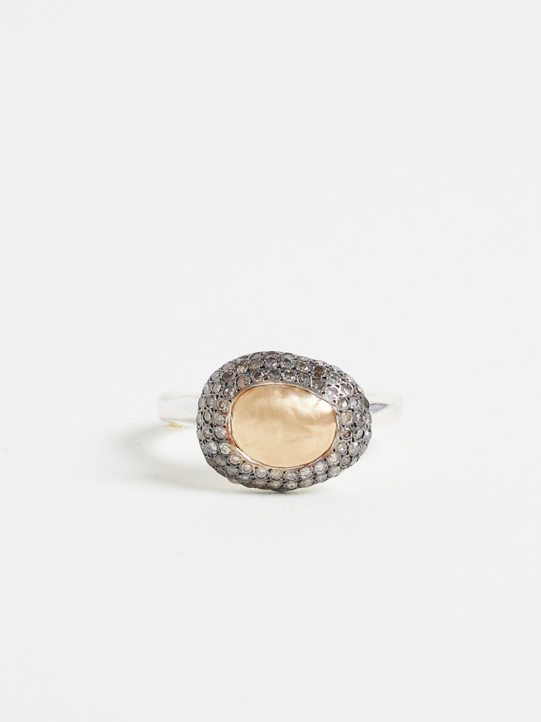 Rosa Maria Carrie Ring with Cognac Diamonds in Sterling Silver & 18k Yellow Gold