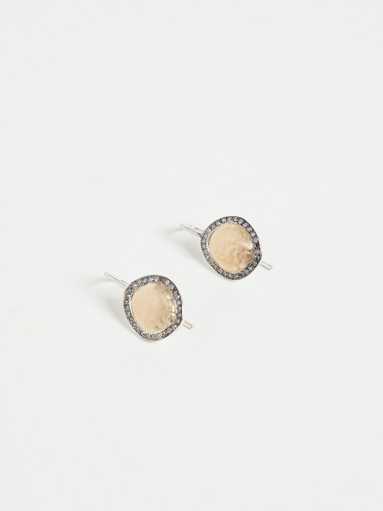 Rosa Maria Bo Earrings with Cognac Diamonds in Sterling Silver & 18k Yellow Gold