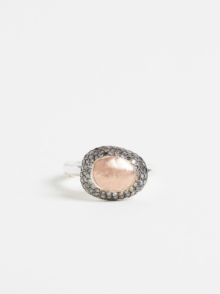 Rosa Maria Carrie Ring with Cognac Diamonds in Sterling Silver & 12k Pink Gold