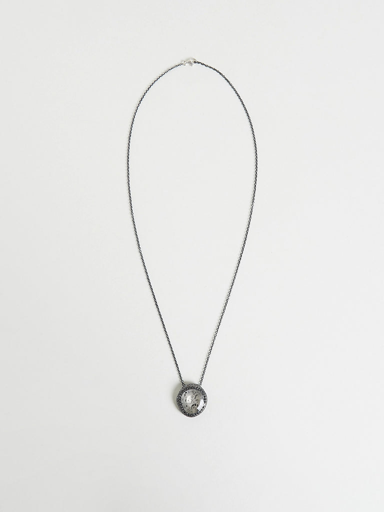 Rosa Maria Pe Pendant with Black Diamonds & Black Rutilated Quartz in Sterling Silver