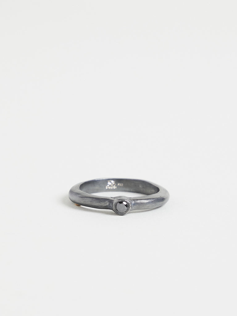 Rosa Maria Rond Ring with Black Diamond in Sterling Silver