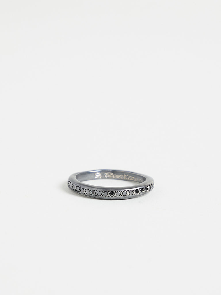 Rosa Maria Simple Ring with Black Diamonds in Sterling Silver