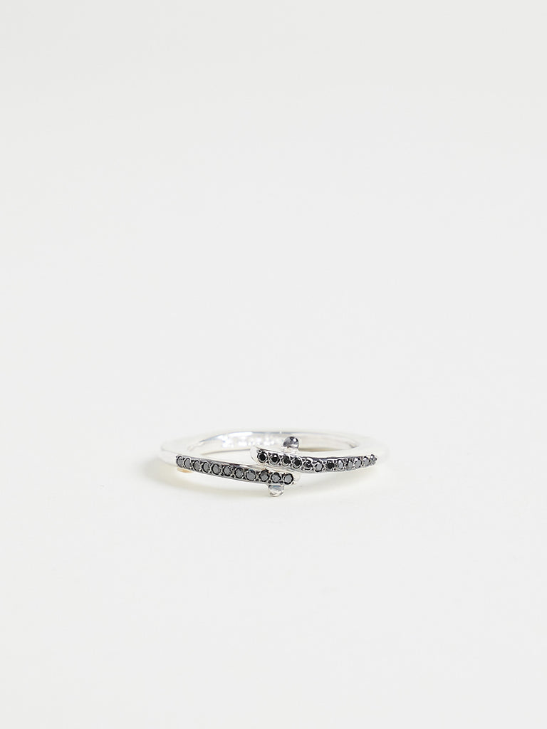 Rosa Maria Sayuri Ring with Black Diamonds in Sterling Silver