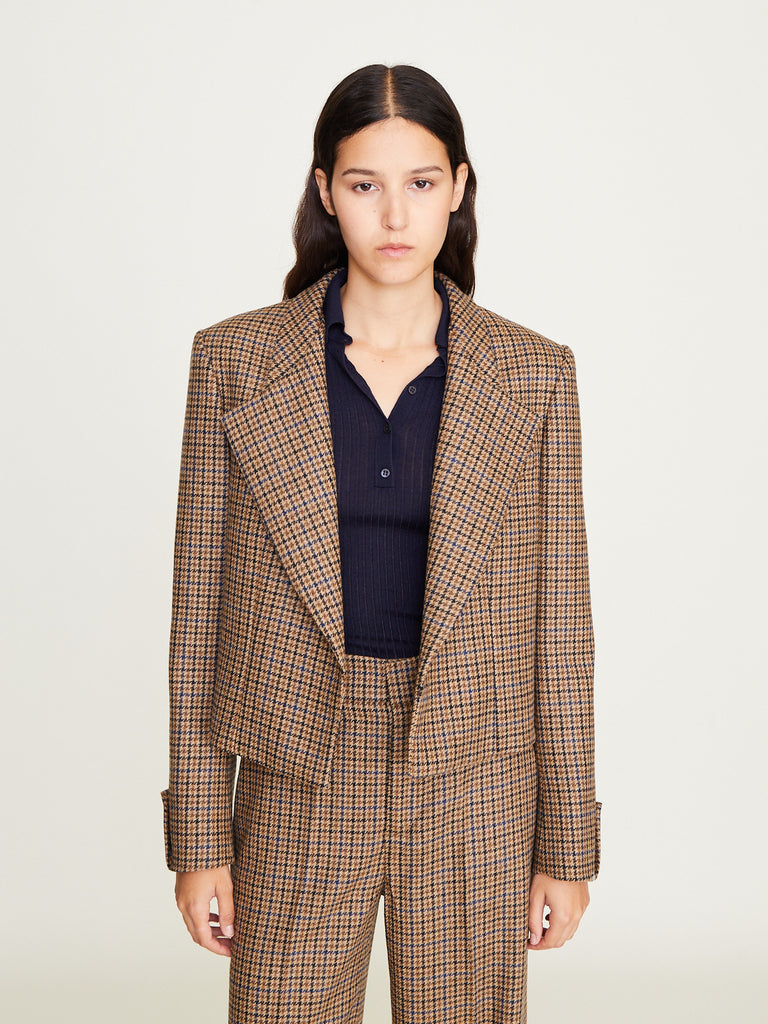 SA SU PHI - Lauren Cropped Jacket in Camel Check