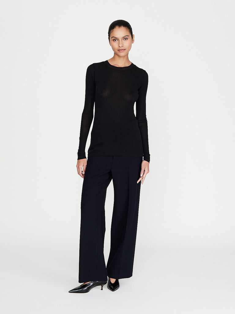Auralee - Tense Wool Double Cloth Slacks in Dark Navy