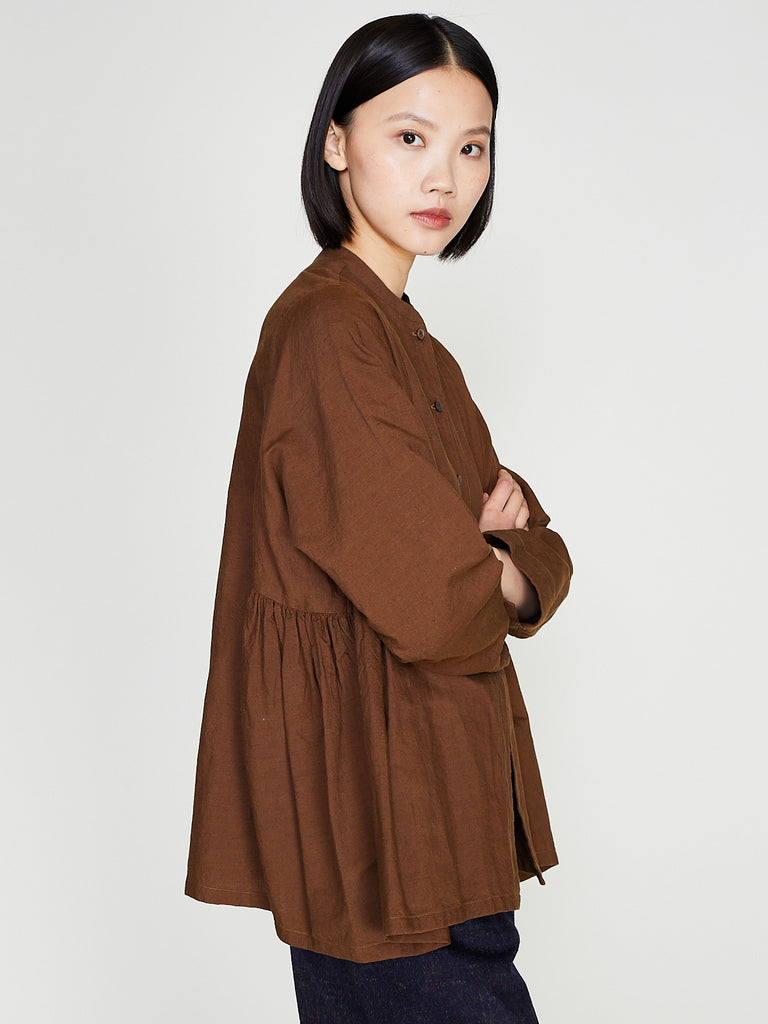 Arts & Science - Side Gather Blouse in Light Brown