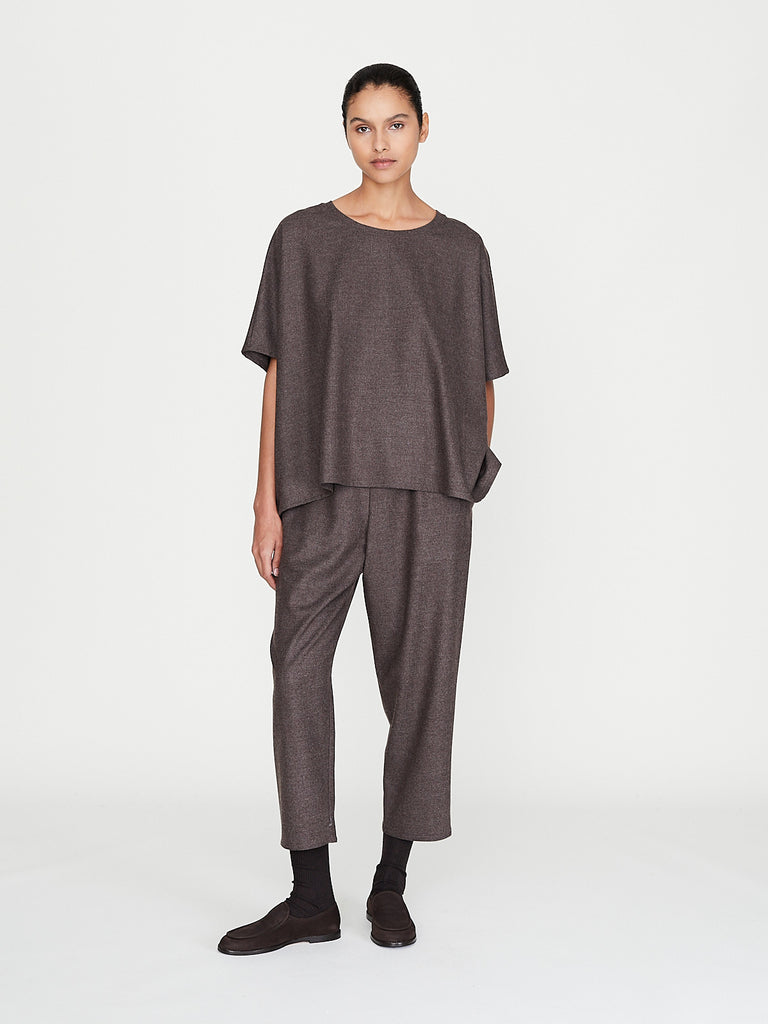 Dusan - Flannel Carrot Pants in Dark Taupe