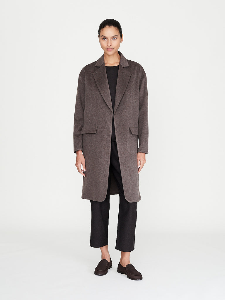 Dusan - Cashmere Drap Car Coat in Corteccia