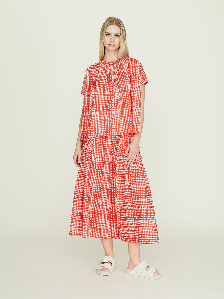 Toogood The Harvester Skirt in Painted Check Jam