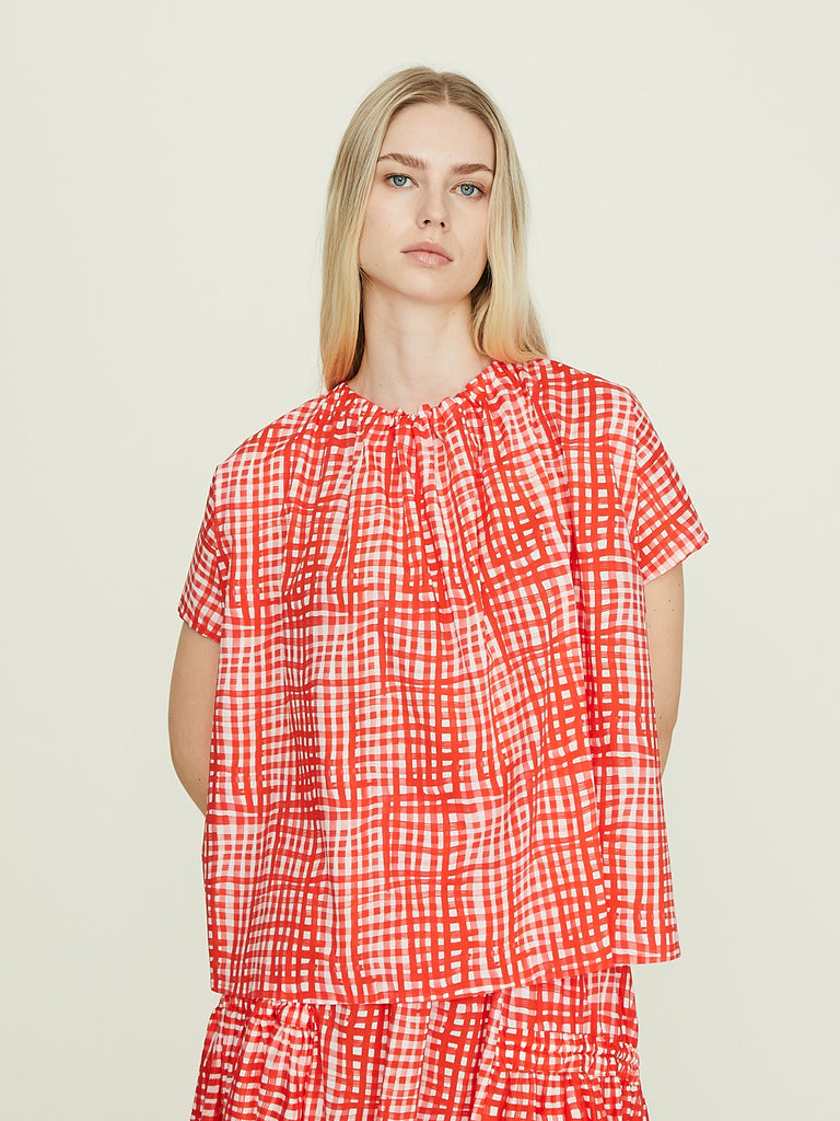 Toogood The Poet Top in Painted Check Jam