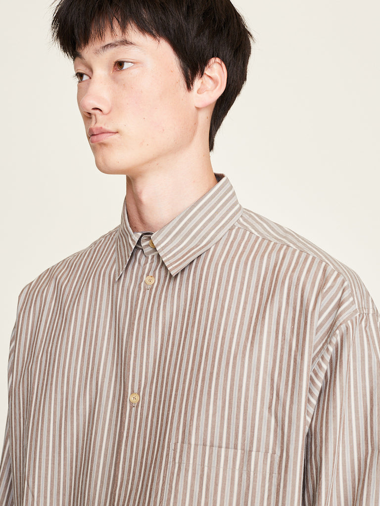 Townwear - Men's Reversible Striped Shirt in Brown/Ecru/Blue