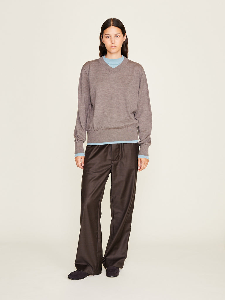 Townwear - Unisex Relaxed Layered Sweater in Brown/Turquoise