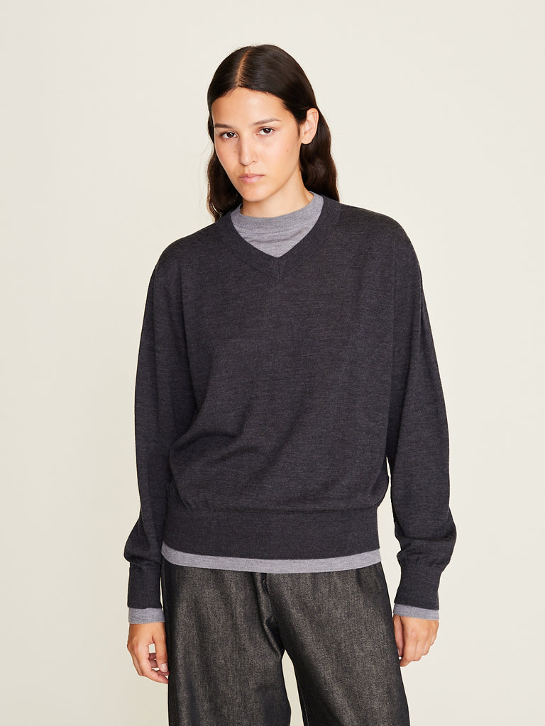Townwear - Unisex Relaxed Layered Sweater in Charcoal/Grey