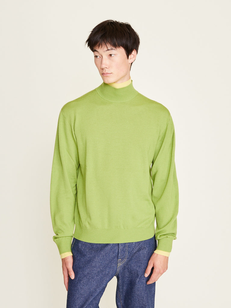 Townwear - Unisex Relaxed Layered High-Neck Sweater in Green/Yellow