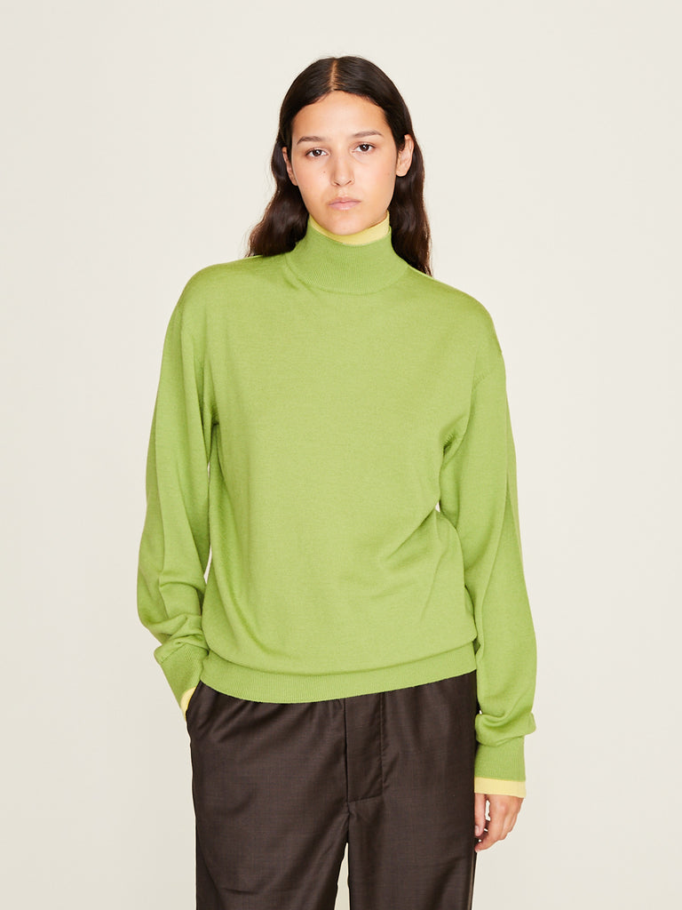 Townwear - Unisex Relaxed Layered High-Neck Sweater in Green/Yellow